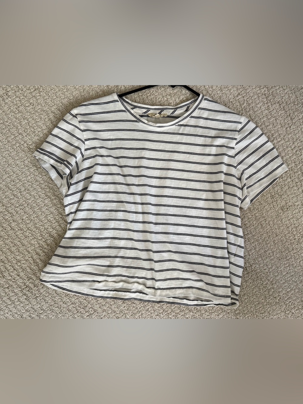 Madewell White Tank with Black Pinstripes